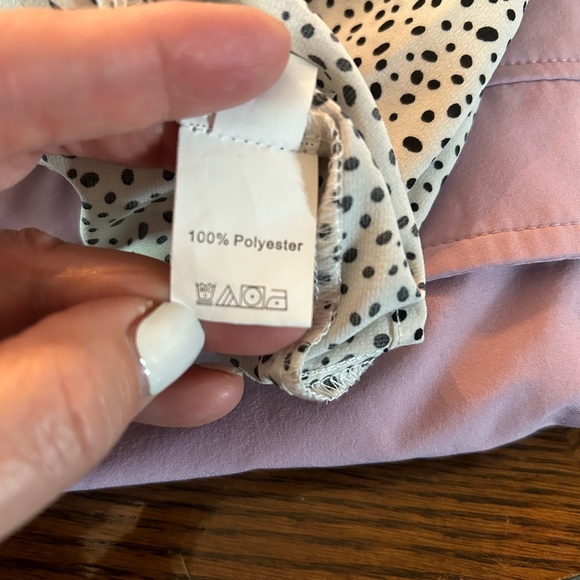 SHEIN Off White & Black Polka Dot Long Sleeve Blouse Size XL - Picture 5 of 9